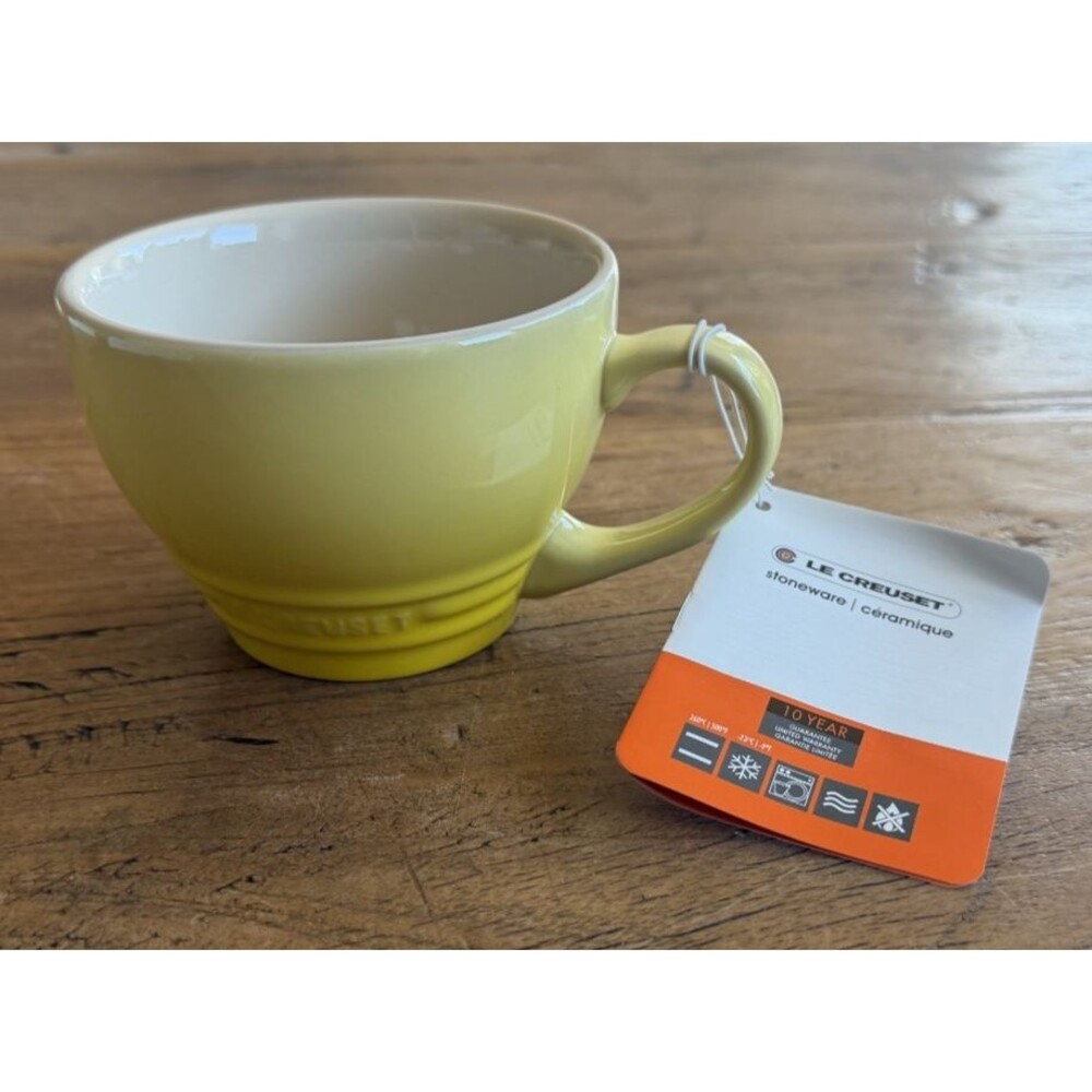 SALE Le Creuset Stoneware Giant Cappuccino Bistro Mug 14 oz Soleil Yellow NEW